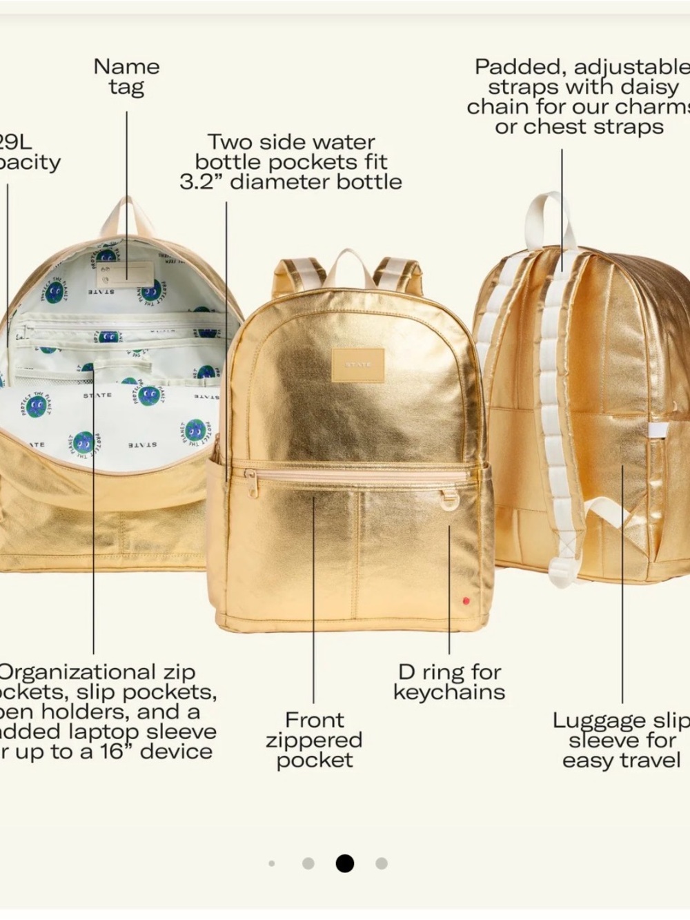 STATE KANE DOUBLE POCKET BACKPACK Speckles Age 7+ - Picture 8 of 8